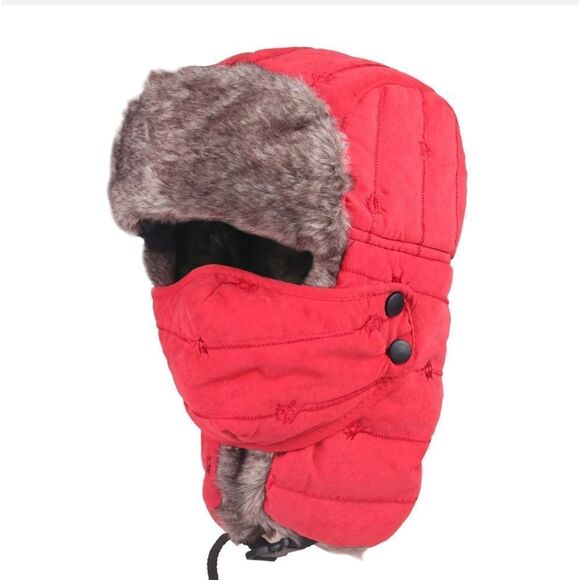 Windproof Men Women Warm Trapper Hat Winter Russian Hats with Mask Ushanka Hat - Picture 9 of 9